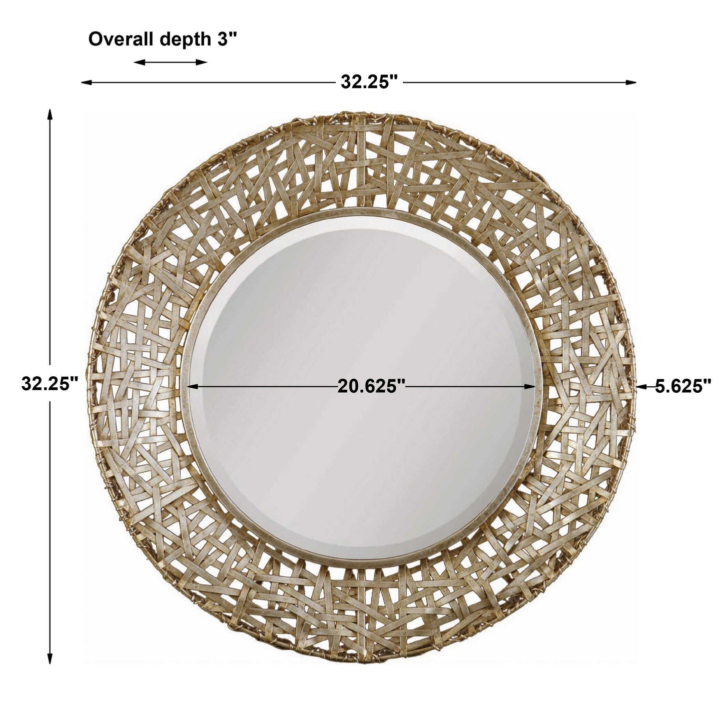 Alita Champagne Woven Metal Mirror