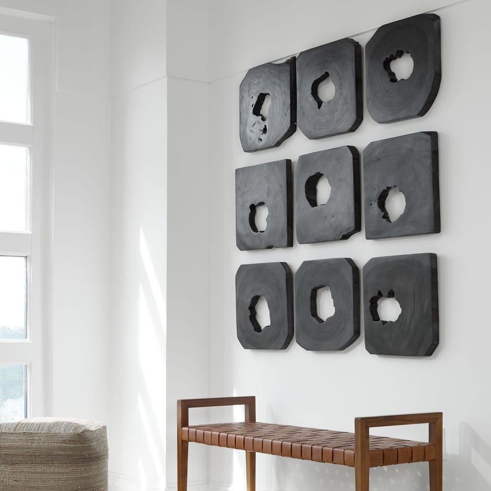 Bahati Wood Wall Decor in Ebony Set/9
