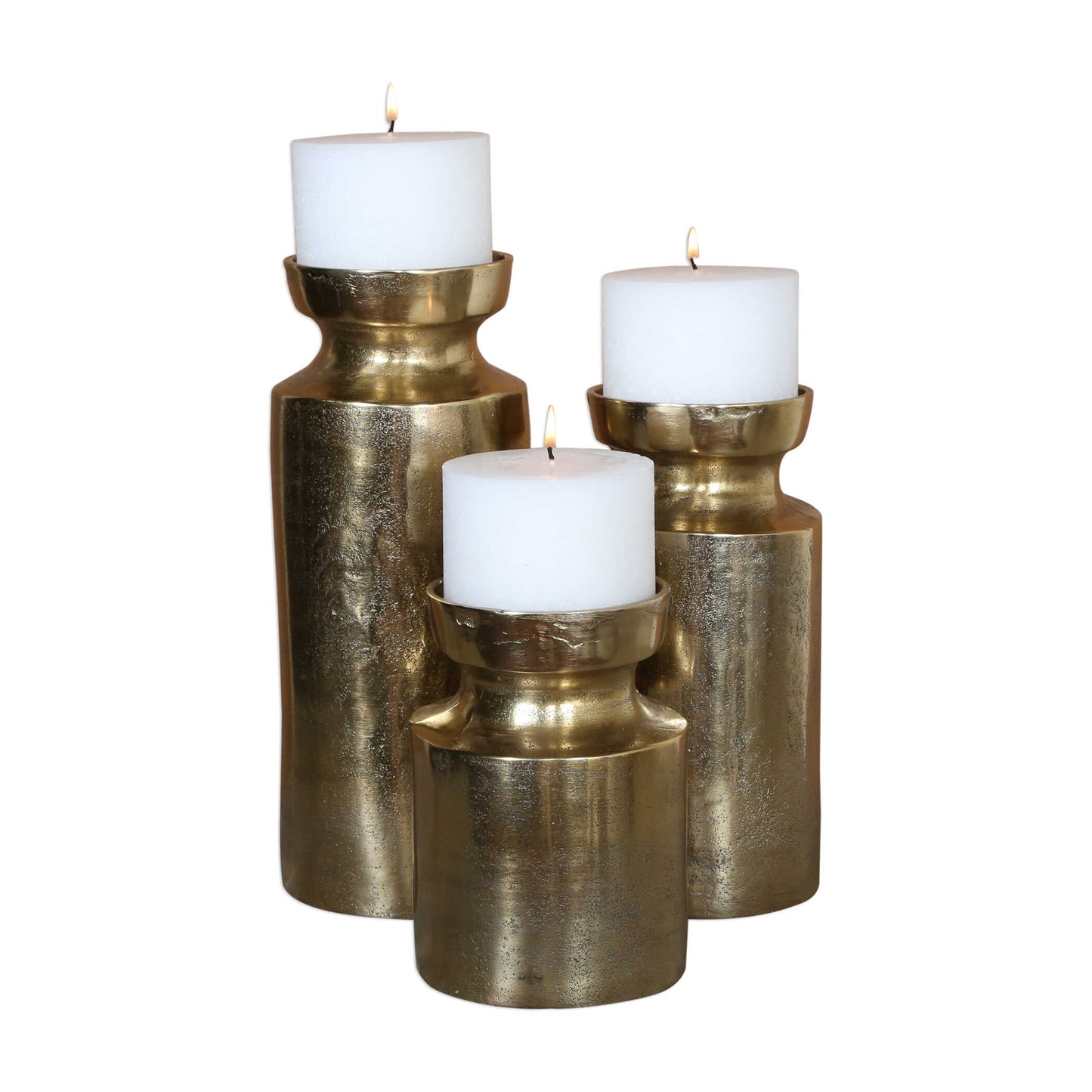 Amina Antique Brass Candleholders Set/3