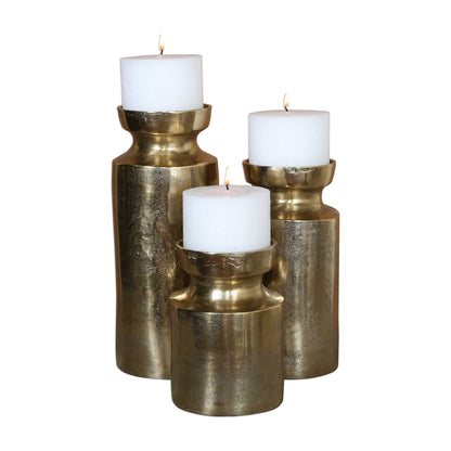 Amina Antique Brass Candleholders Set/3