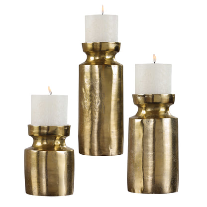 Amina Antique Brass Candleholders Set/3