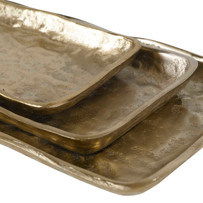 Artisan Antique Gold Trays Set/3