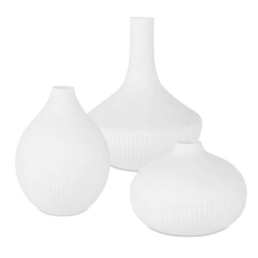 Apothecary Satin White Vases Set/3