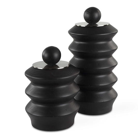 Accordion Black Wood Containers Set/2