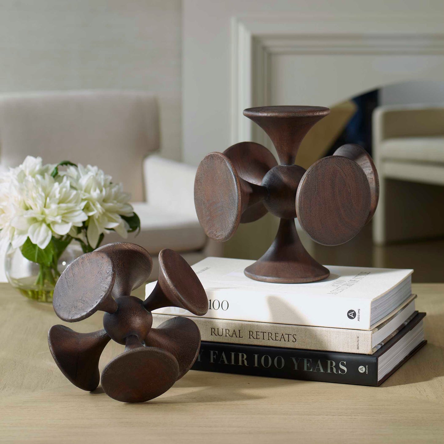 Balanced Harmony Dark Wooden Sculptures Set/2