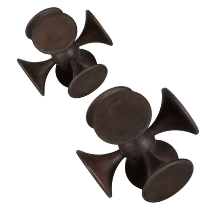 Balanced Harmony Dark Wooden Sculptures Set/2