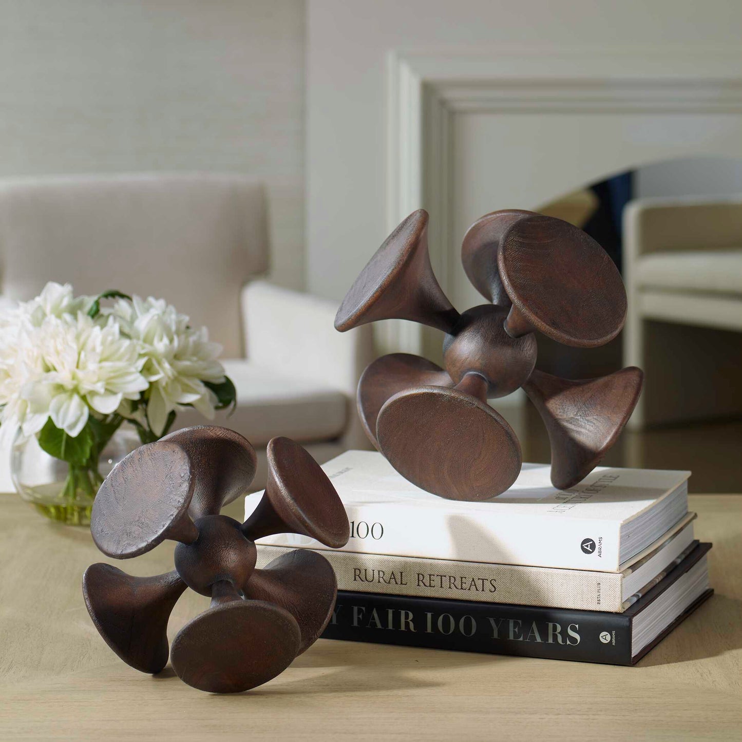 Balanced Harmony Dark Wooden Sculptures Set/2
