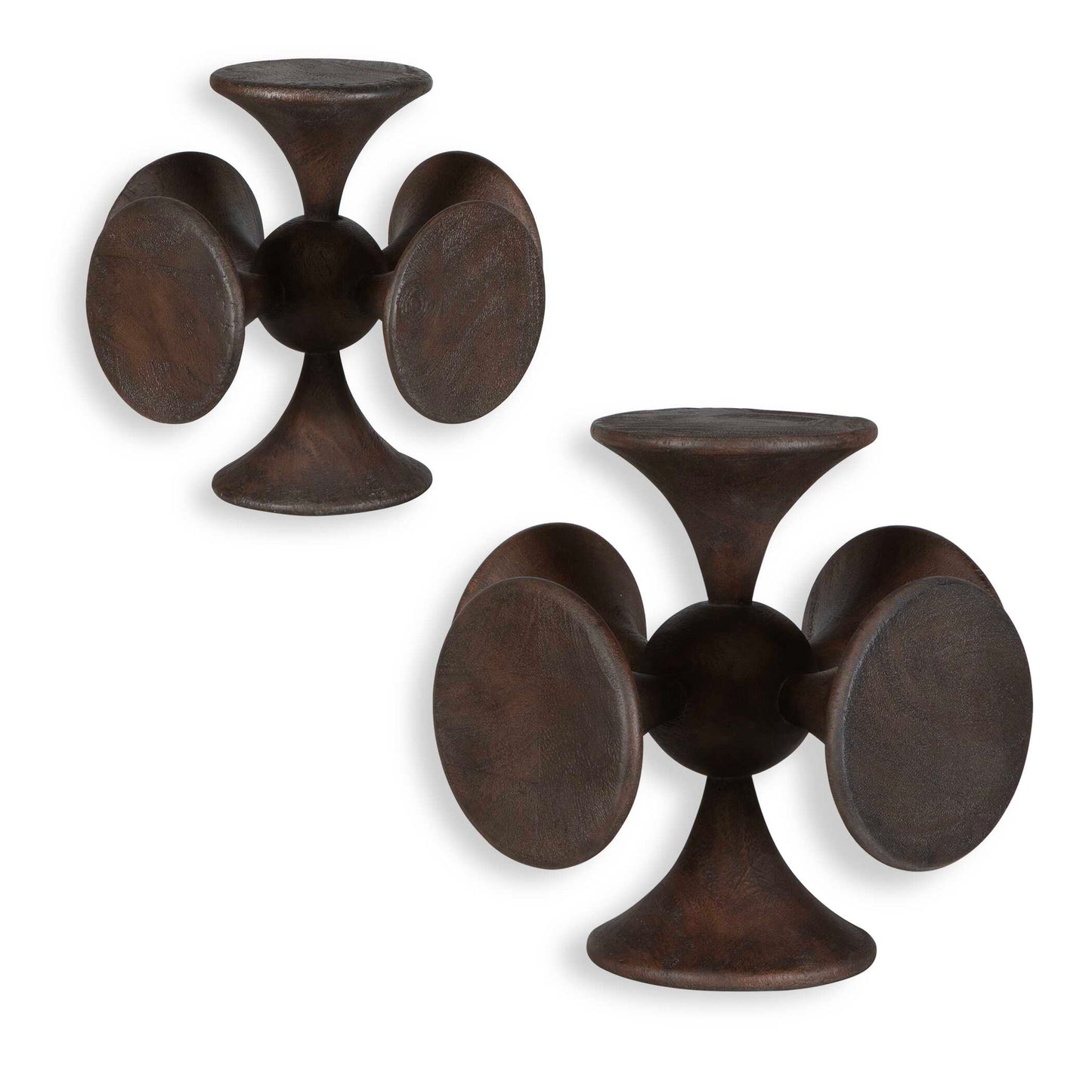 Balanced Harmony Dark Wooden Sculptures Set/2