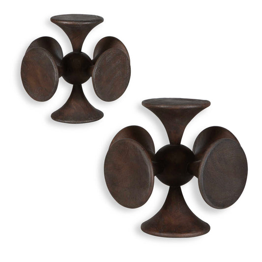 Balanced Harmony Dark Wooden Sculptures Set/2