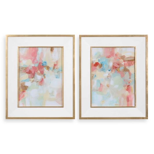 A Touch Of Blush And Rosewood Fences Art Set/2