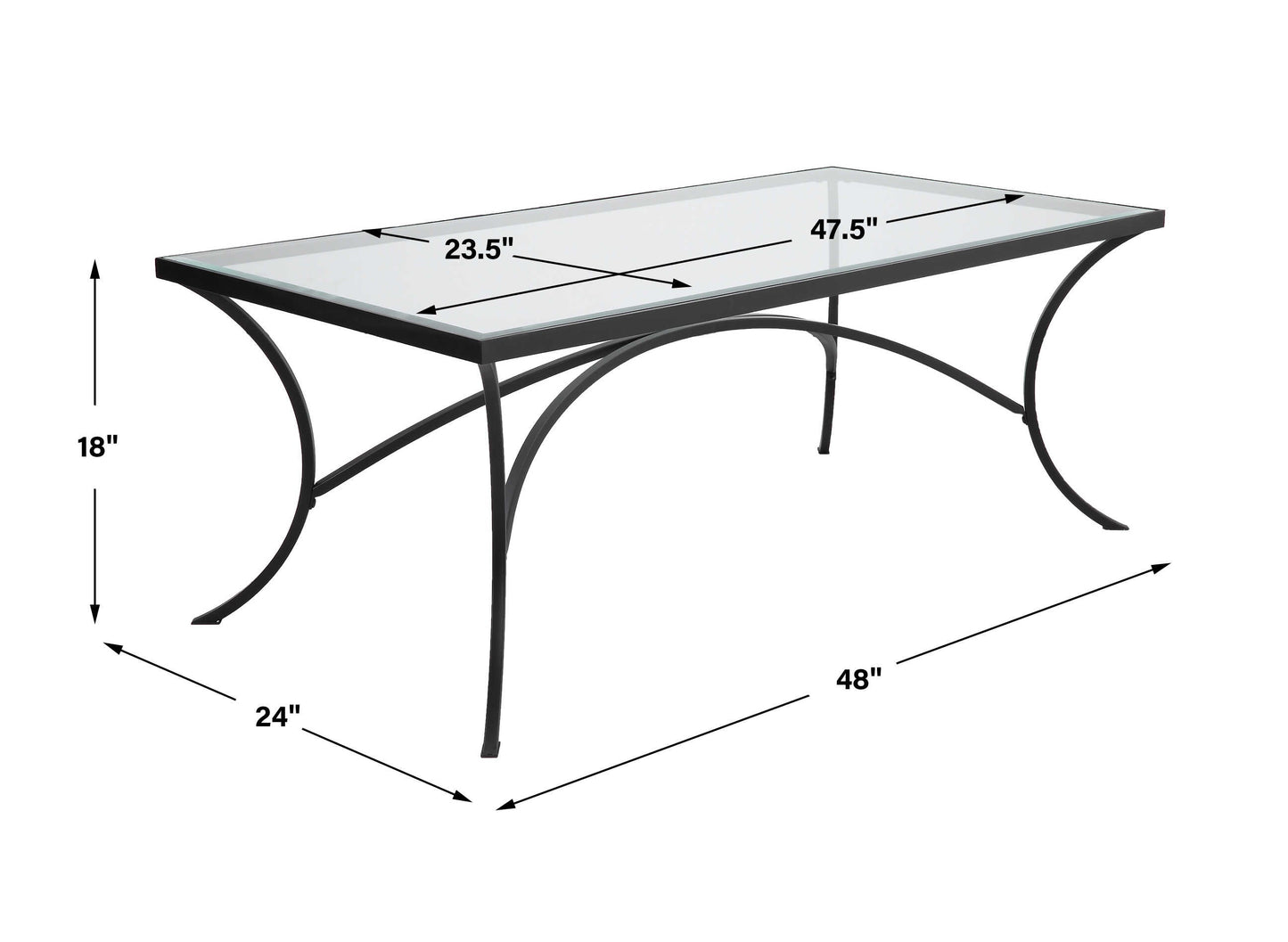Alayna Black Metal & Glass Coffee Table