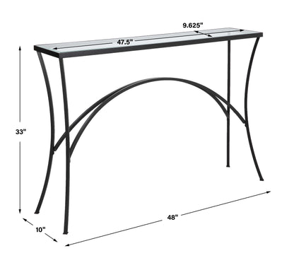 Alayna Black Metal & Glass Console Table