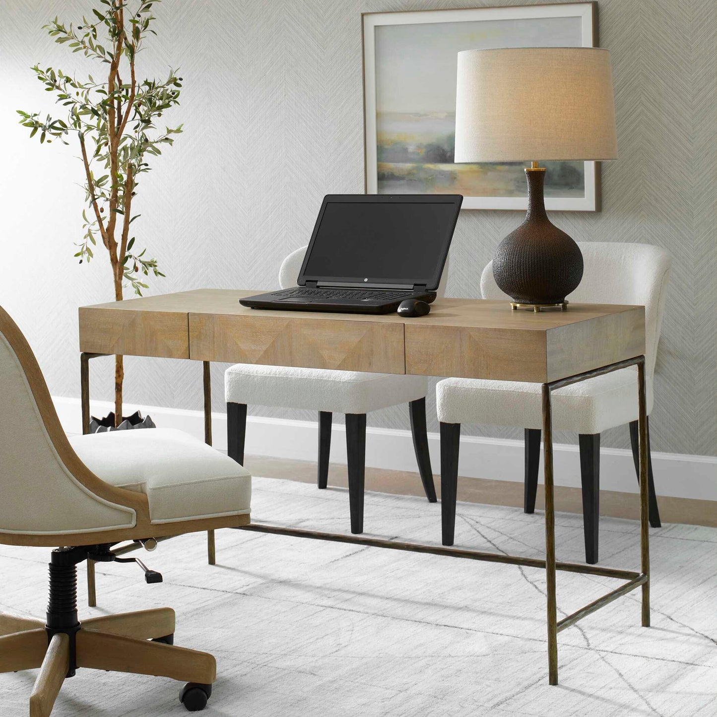 Aristotle Natural Wood Modern Desk