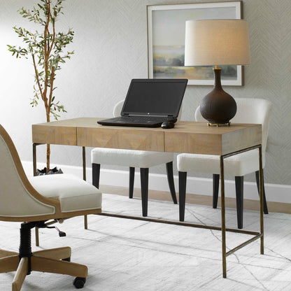 Aristotle Natural Wood Modern Desk