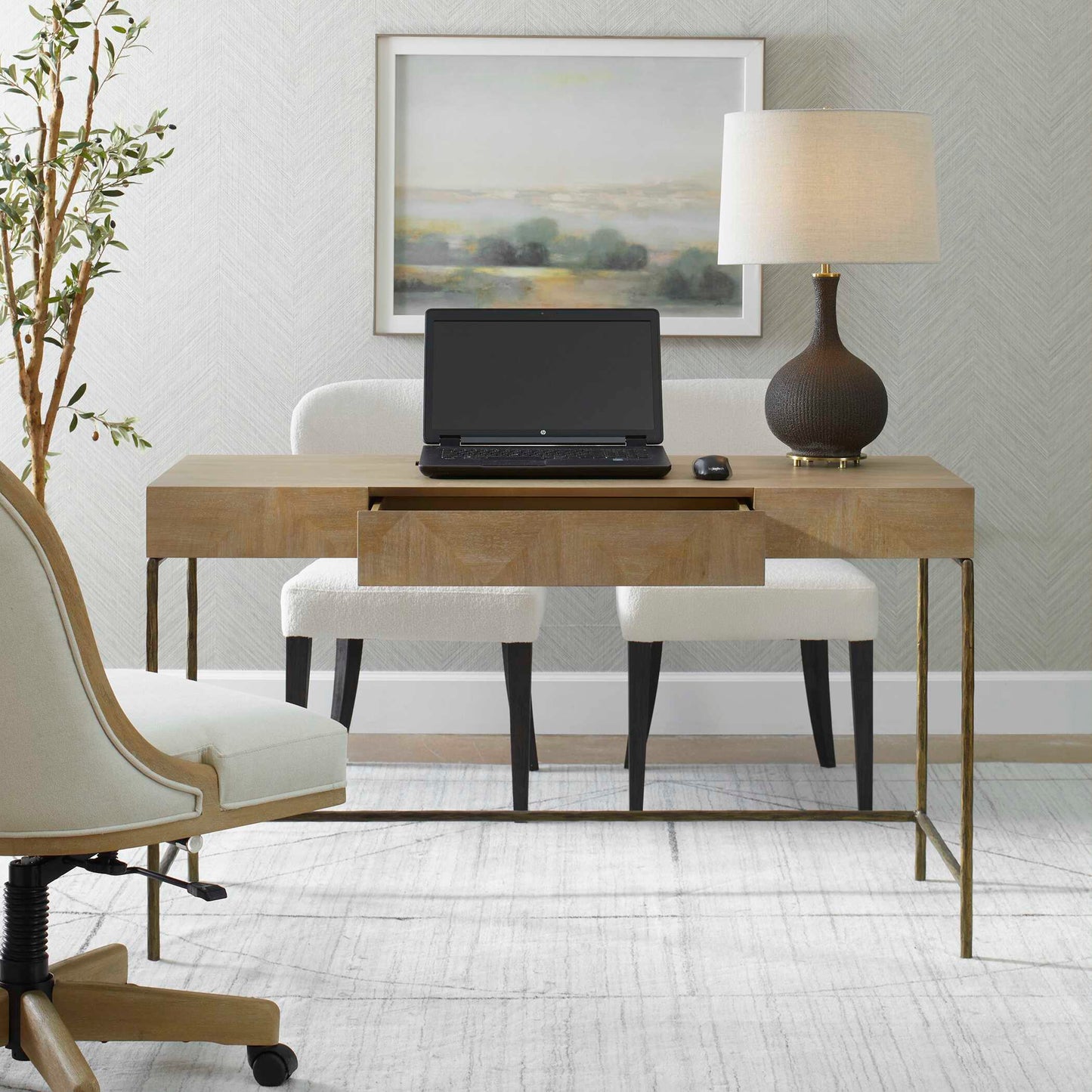 Aristotle Natural Wood Modern Desk
