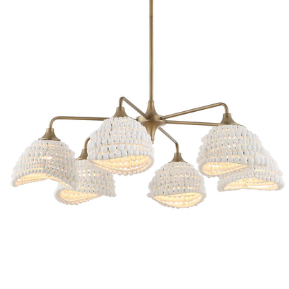 Biddeford 6 Light White Beaded Pendant