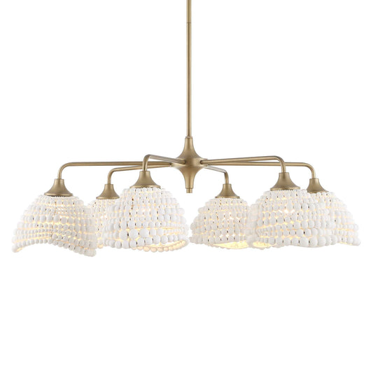 Biddeford 6 Light White Beaded Pendant