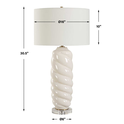 Anneli White Swirl Table Lamp