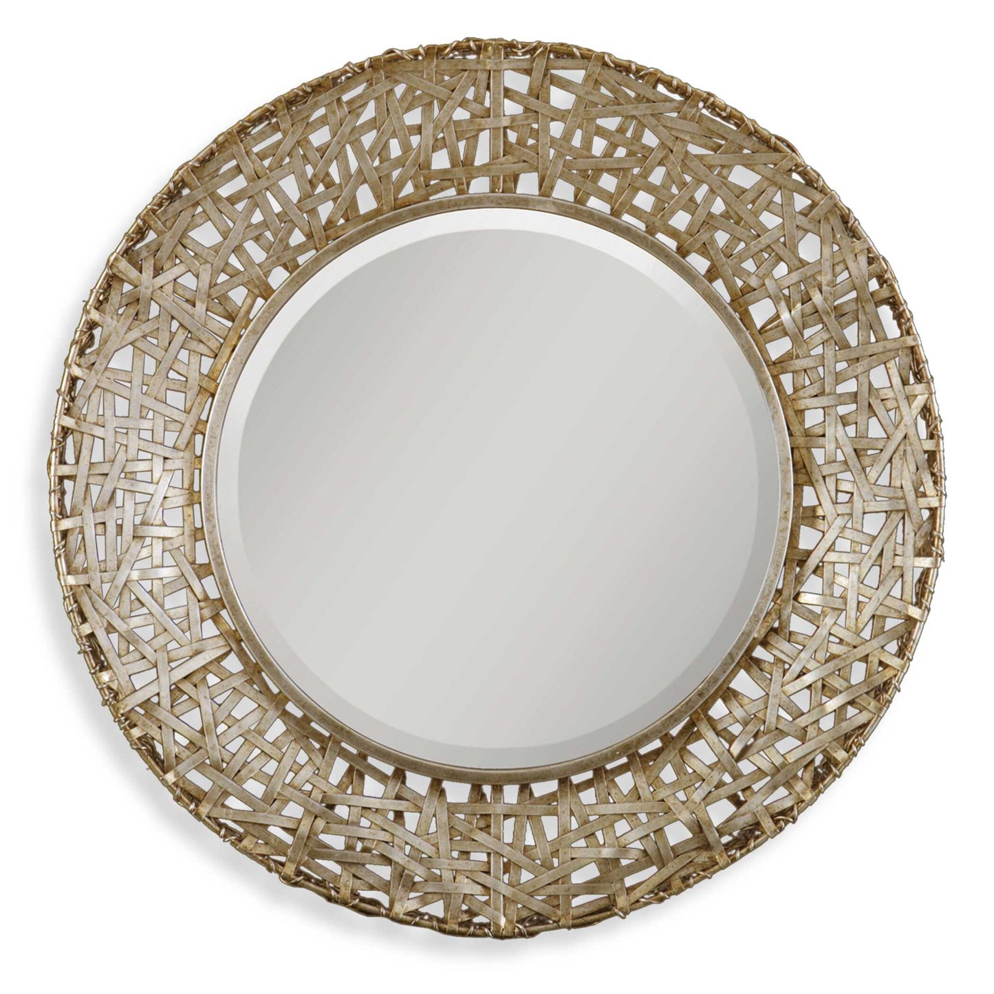 Alita Champagne Woven Metal Mirror