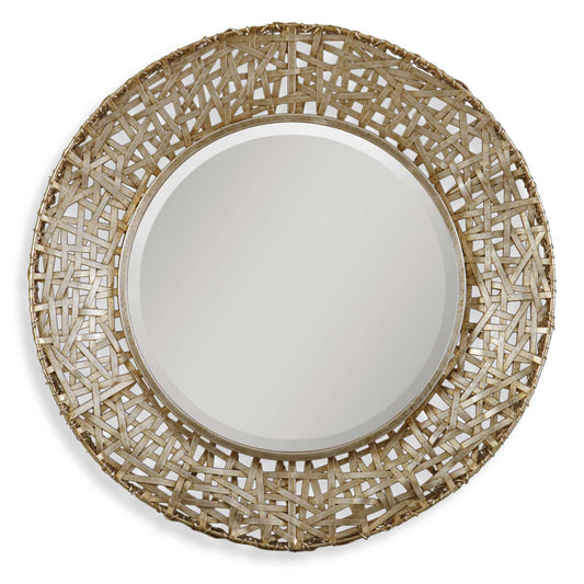 Alita Champagne Woven Metal Mirror