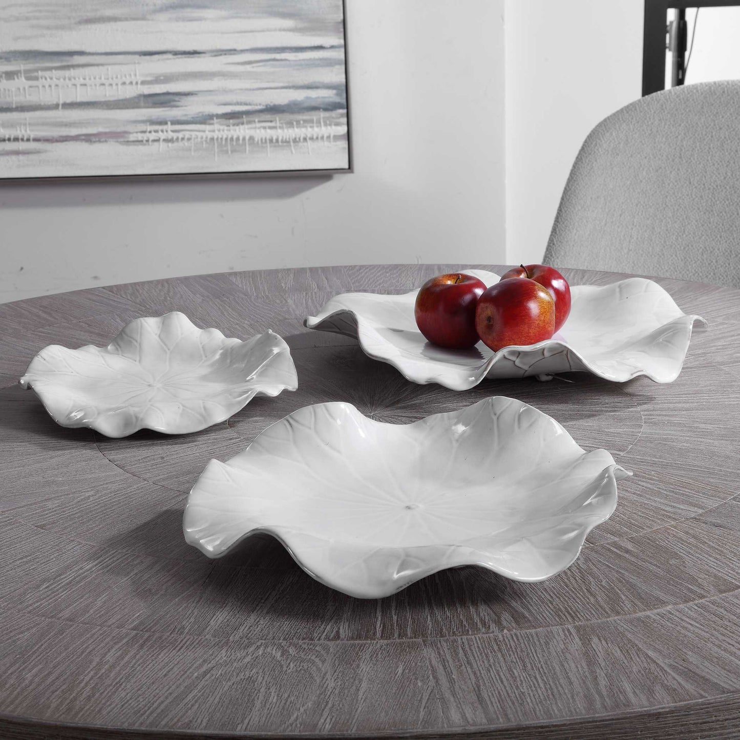 Abella Ceramic Wall Decor Set/3 White