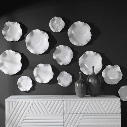 Abella Ceramic Wall Decor Set/3 White