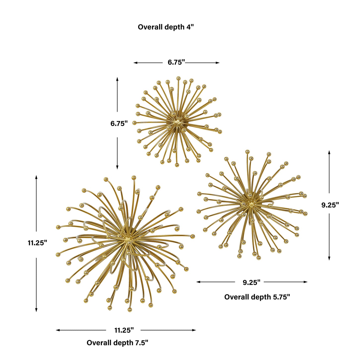 Aga Gold Metal Wall Decor Set/3