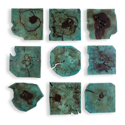 Bahati Wood Wall Decor In Blue Set/9