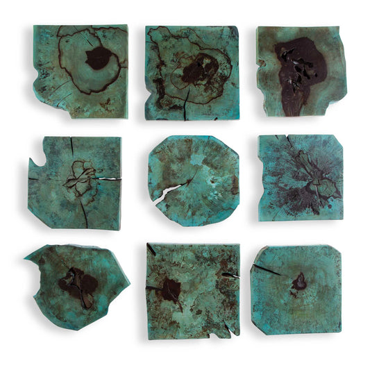 Bahati Wood Wall Decor In Blue Set/9