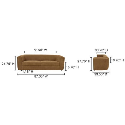 Alora Sofa Fabric Ochre Brown