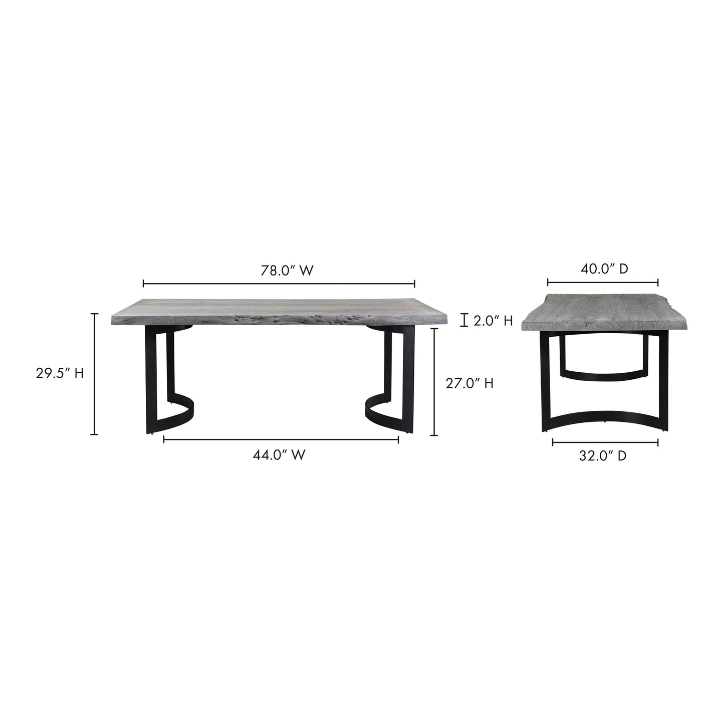 Bent Dining Table Extra Small Grey