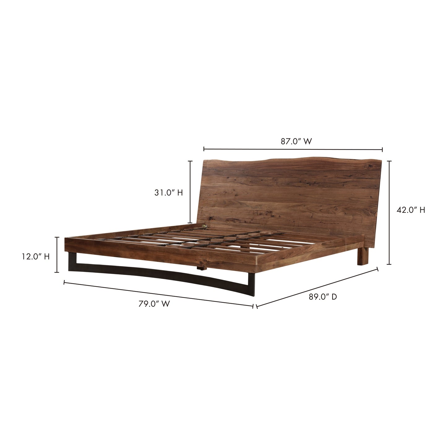Bent King Size Bed Brown