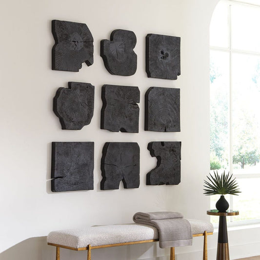 Bahati Wood Wall Decor in Black Set/9